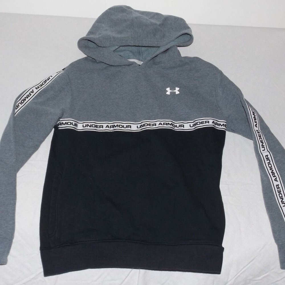 Under Armour YXL / JTG / EG Black Grey Fleece Full Hoodie Pullover Jacket # 148